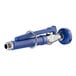A blue Waterloo pre-rinse spray valve with a metal nozzle and a blue ring.