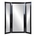 A black rectangular trifold dressing mirror.