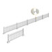 A white Mod-Picket fence starter kit with 6 panels and a small hole in the middle.