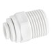 A close up of a white plastic John Guest threaded male connector.
