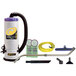 ProTeam 107118 6 Qt. Super QuarterVac HEPA Backpack Vacuum Cleaner with 107100 Xover Floor Tool Kit D - 120V