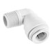 A close-up of a white plastic pipe fitting.
