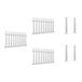 A white picket fence with three panels and four post connectors.