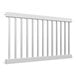 A white Mod-Traditional fence panel with metal bars.