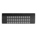 A black metal panel with holes.