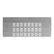 A stainless steel metal panel with holes.
