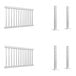 A white Mod-Traditional fence with railings and poles.