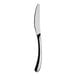 A silver Varick Moon heavy weight dinner knife with a black handle.