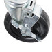 A set of six metal Traulsen swivel casters with black rubber tires.
