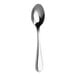 A Varick Charleston stainless steel dessert spoon with a silver handle.