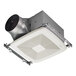 A white Broan ceiling mount bathroom exhaust fan.