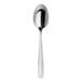 A Varick Olivia stainless steel teaspoon with a black handle on a white background.