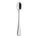 A Varick Elena stainless steel iced tea spoon with a silver handle and a black iced tea spoon.