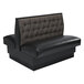 An American Tables & Seating black and brown leather booth with a brown tufted back.
