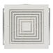 A white square Broan ceiling mount ventilation fan with four square grids.