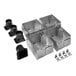 The black metal Broan Flex Series ventilation fan housing kit with screws and nuts.