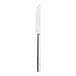 A silver Varick Marnee butter knife with black lines on a white background.