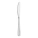 A Varick Olivia stainless steel dinner knife with a white background.