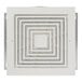 A white square Broan ceiling mount ventilation fan with square grids.