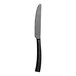 A Varick Malcolm Vintage Black stainless steel dinner knife with a black handle.