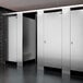 A row of stainless steel ASI bathroom stall doors.