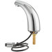 A silver Waterloo hands-free sensor faucet with a black cord.