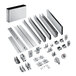 A group of stainless steel hardware for ASI Accurate Partitions.