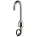 A silver Waterloo deck-mount medical faucet with a gooseneck spout.