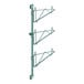 A green metal rack with three shelves on it.