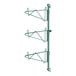 A green metal Regency wall-mount shelf post with single brackets.