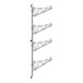 A Regency stainless steel wall-mount shelf post with double brackets and four shelves.