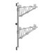 A pair of metal brackets with double hooks on metal rods.