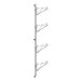 A Regency stainless steel wall-mount shelf post with hooks.