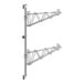 A Regency stainless steel wall-mount middle shelf post with double brackets at two different angles.