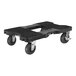 A black plastic Snap-Loc dolly with wheels.