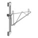 A Regency stainless steel wall-mount shelf bracket with a hook on the side.