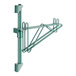 A Regency green metal wall-mount shelf post with double bracket hooks.