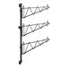 A black metal Regency wall-mount shelf post with black metal rods.