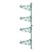 A green metal wall-mounted Regency shelf post with four brackets.