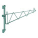 A green metal Regency wall-mount shelf post with two hooks.