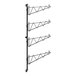 A black metal Regency wall-mount shelf post with single brackets on four levels.