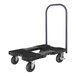 A black Snap-Loc E-Track push cart dolly with wheels.