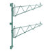 Two green Regency metal wall-mount brackets with hooks on each side.