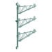 A green metal Regency wall-mount shelf post with three shelves.