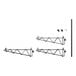 A black metal wall-mount shelf post with double brackets at different angles.