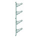 A Regency green wire shelf post with double brackets for four shelves.