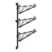 A black metal Regency wall-mount shelf post with three levels.