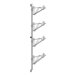 A Regency stainless steel wall-mount shelf post with four metal bars.