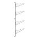 A chrome metal wall-mount shelf post with single brackets for Regency wire shelves.