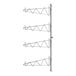 A Regency stainless steel wall-mounted rack with four shelves and metal rods.